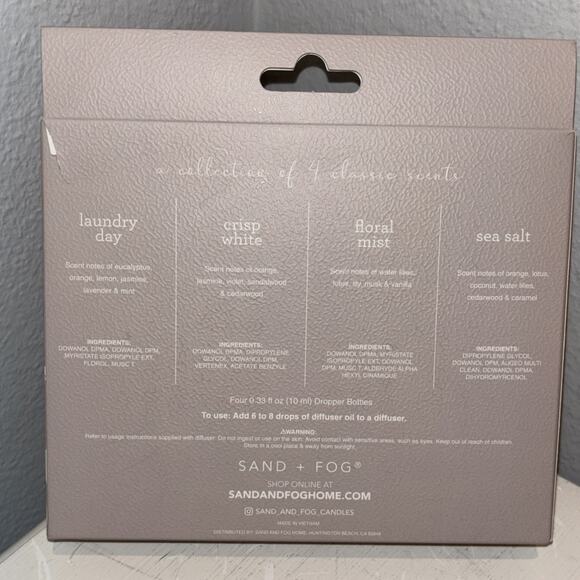 Sand + Fog Diffuser Oils Laundry Day Crisp White Floral Mist Sea Salt 4 Pack NEW - Picture 2 of 3